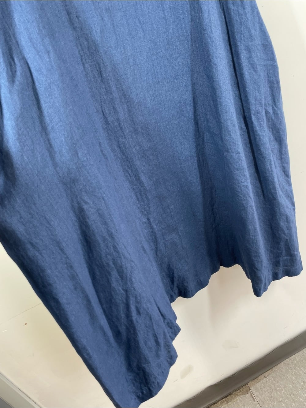 Not Perfect Linen Belted Blue 100% Linen Midi Dress One Size Lagenlook Minimal — image 6 of 8